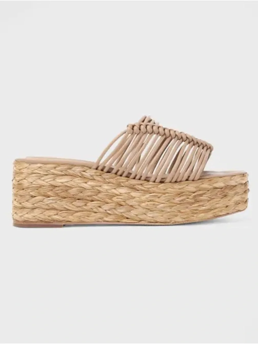 Paloma Barceló Neutral Braided Espadrille Platform Slide Sandal